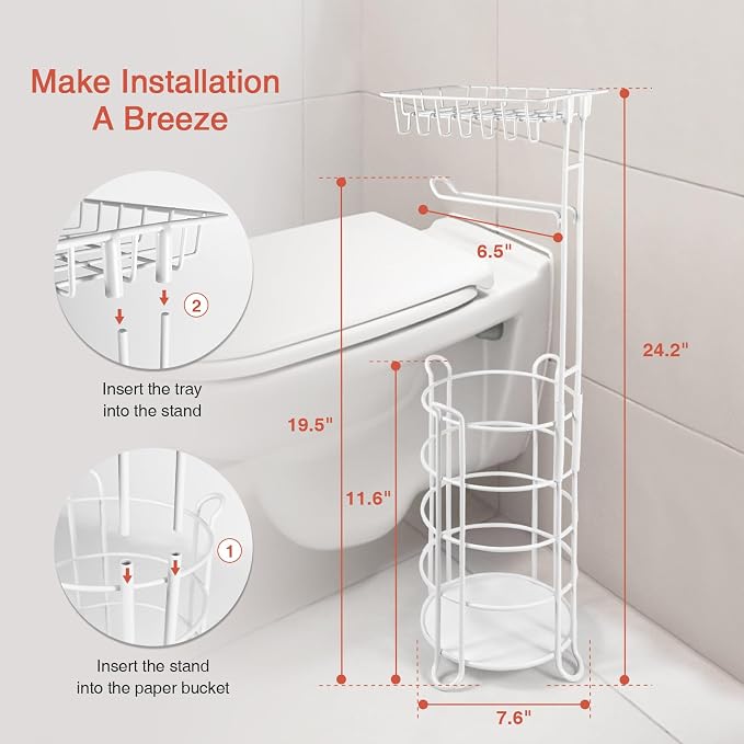 White Toilet Paper Holder Stand - Image 5
