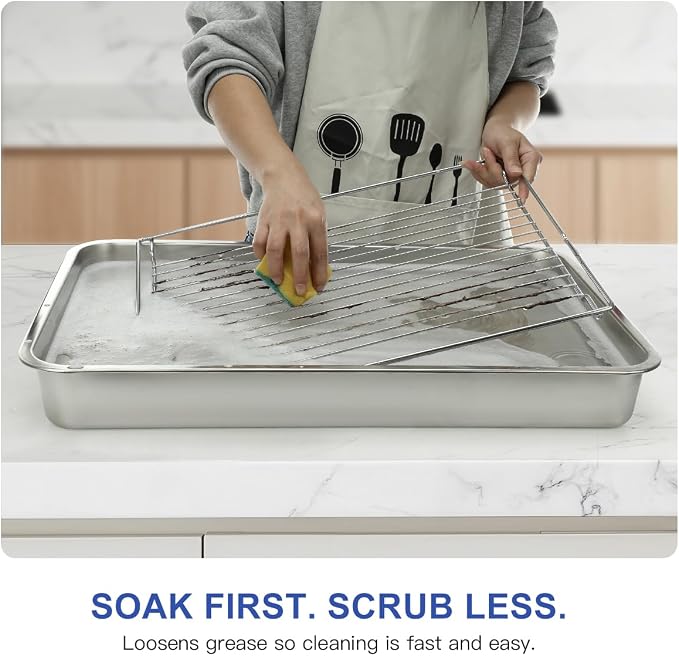 LANMU Stainless Steel Oven Rack Cleaning Tray, Large Capacity Soaking Tray - Image 7