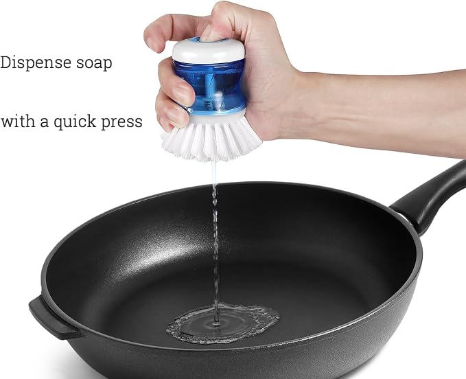 Dish Brush with Soap Dispenser for Dishes Pot Pan Kitchen Sink Scrubbing - Image 4