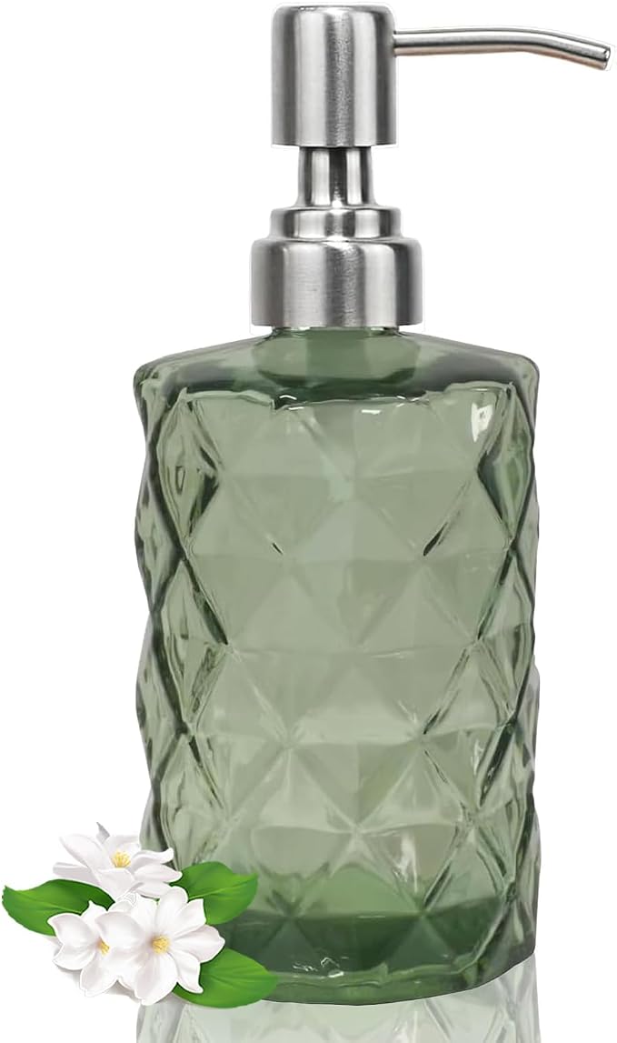 12Oz Green Glass Soap Dispenser by Unknown