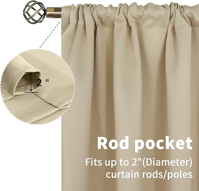BGment Beige Blackout Curtains 40 Inches Long - Image 4