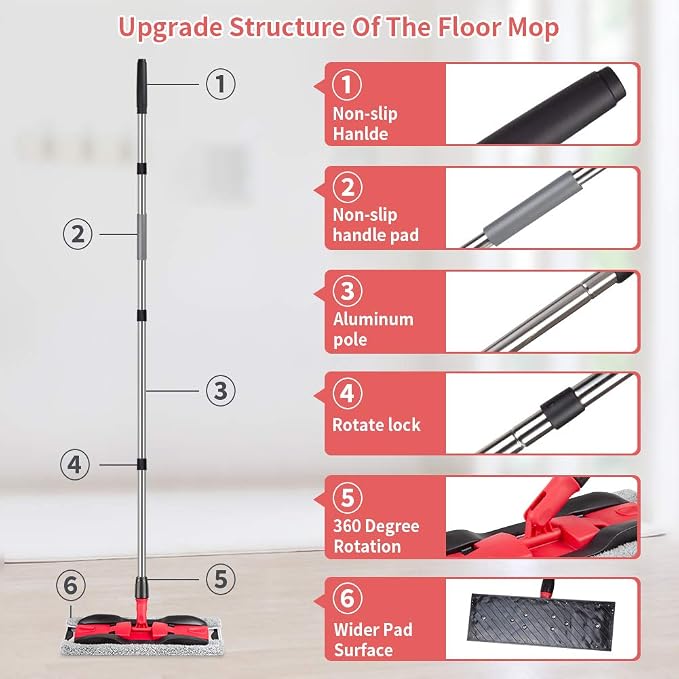 Microfiber Mops for Hardwood Floor Cleaning: MEXERRIS Flat Floor Mop - Image 4