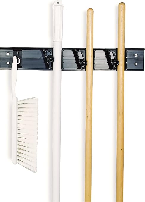Carlisle FoodService Products Roll 'N Grip Plastic Broom Holder Wall Mount - Image 5