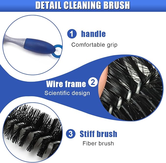 Long Handle Car Engine Cleaning Brush, Hard Bristle Automotive Wash Brushes - Image 3