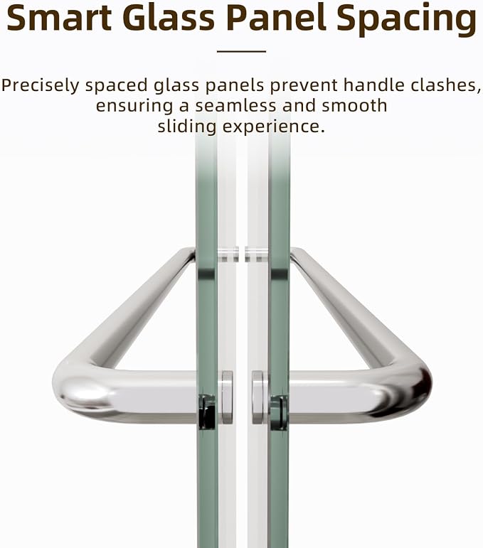 Shower Door, 44-48" W x 70" H Semi-Frameless Double Sliding Shower Doors - Image 3