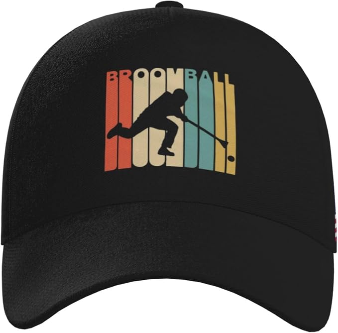Vintage Style Broomball Outdoor Curved Brim Baseball Hat - Image 2