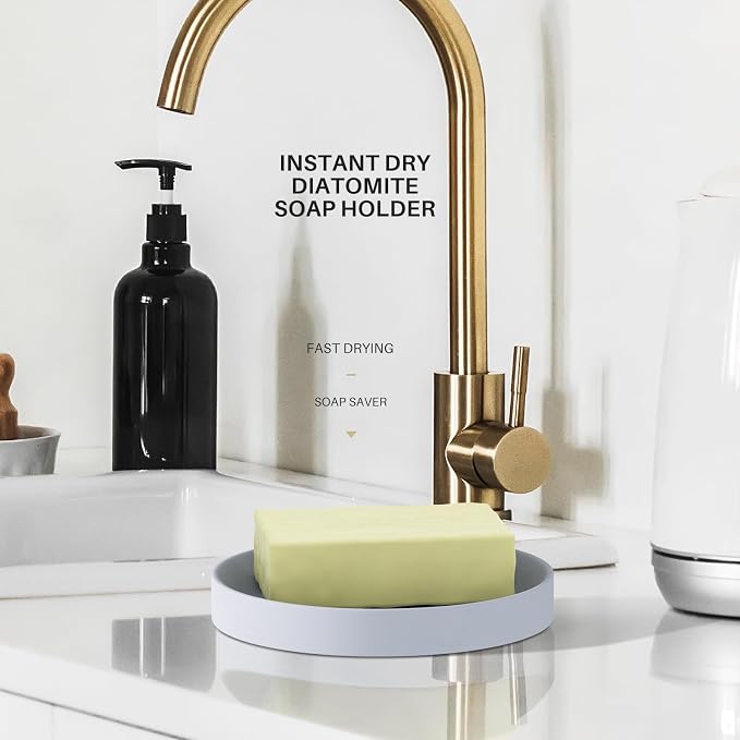 Diatomite Soap Dish, 2 Pack Water Absorbent Stone Soap Dish Holder, Quick Dry - Image 7
