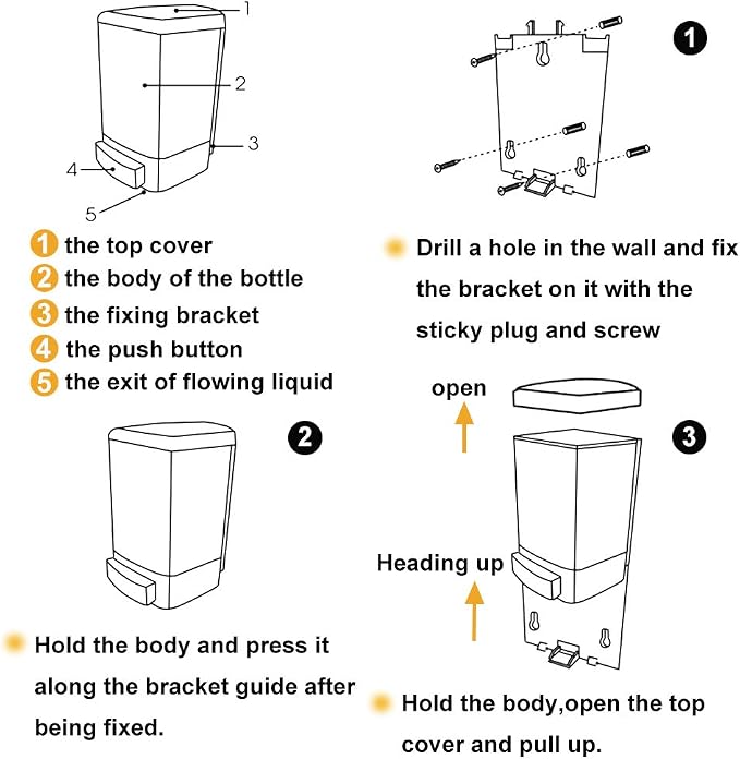 Evhome Manual Soap Dispenser Kitchen Bathroom Wall Mounted Commercial Soap - Image 6