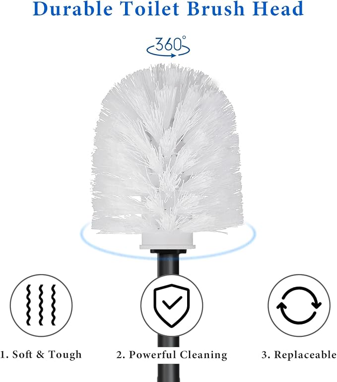 Topsky Toilet Brush, 2 Pack Compact Toilet Brush & Holder Set, Plastic Round - Image 3