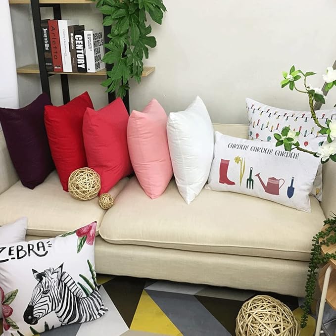 Thmyo 4-Pack 100% Cotton Comfortable Solid Decorative Throw Pillow Case Square Cushion Cover Pillowcase Christmas Pillow Covers DIY Pillowcase for Sofa Bed Car(Only Covers,No Pillows)(16x16inch,White)