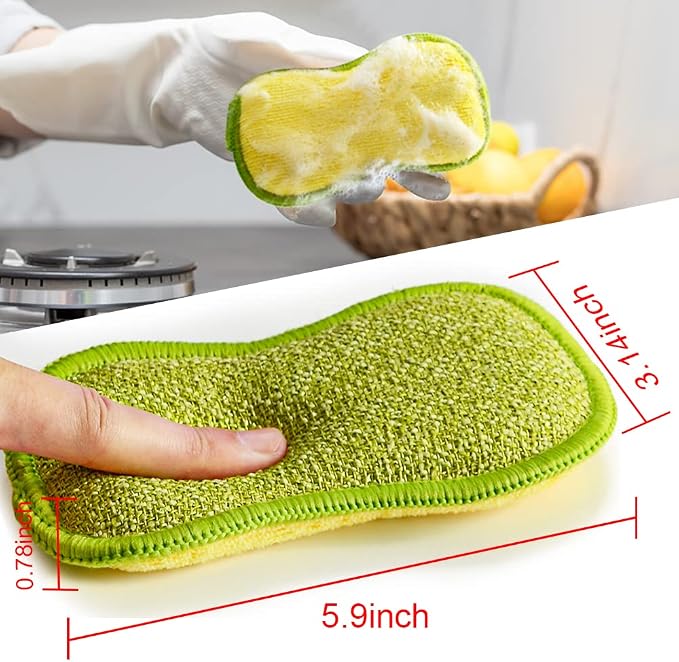 Multi-Purpose Scrub Sponges for Kitchen by SmilePowo Non-Scratch Microfiber - Image 6