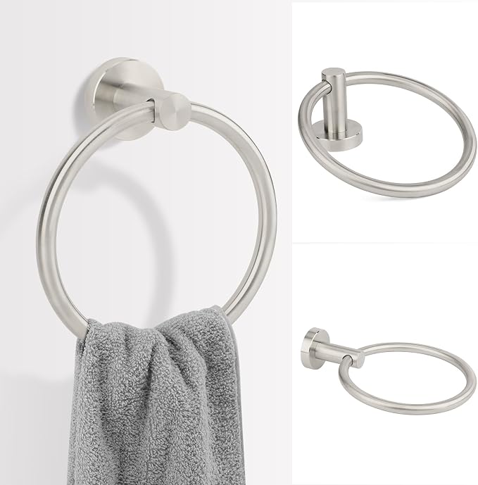Brushed Nickel Toilet Paper Holder Set, Stainless Steel Towel Ring, Double Post - Image 5