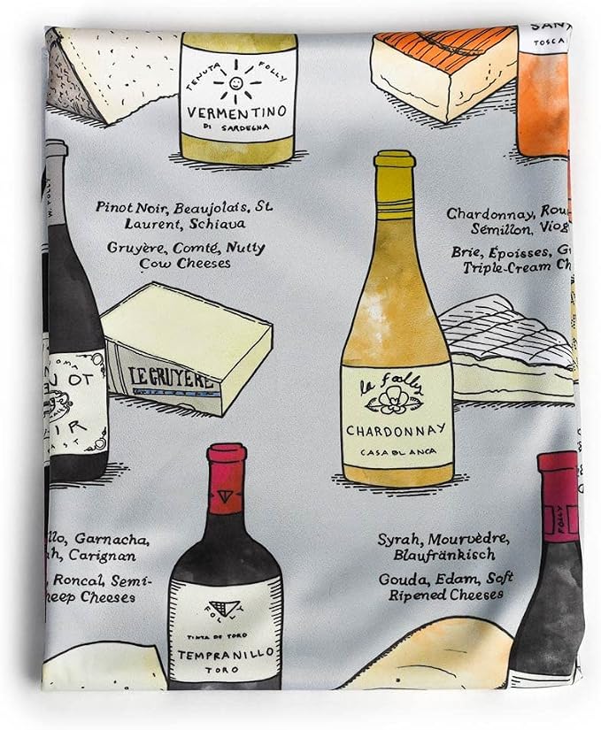 Wine Folly Microfiber Polishing Cloth – Wine & Cheese Design | Large 21" x 28" by WineFolly