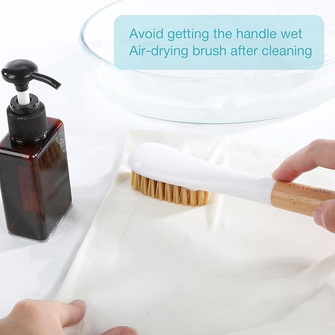 Wood Laundry Brush, OSCIOSS Laundry Stain Brush wth Long Handle and Soft Bristle - Image 4