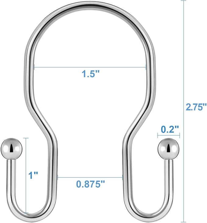 12 Pack Double Shower Curtain Hooks Rings, TENOVEL Double Sided Shower Curtain - Image 3