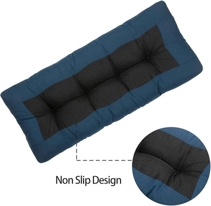 FUNHOME Outdoor Bench Cushion 45 x18 inch with Non-Slip Grips,Water Resistant Porch Swing Cushion,Bench Pillow Pads,Tufted Cushions for Patio Garden Furniture,45" Seat Cushions(Denim Blue)