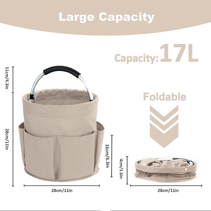 17L Cleaning Caddy with Handle, Cleaning Supplies Organizer, Foldable Storage - Image 4