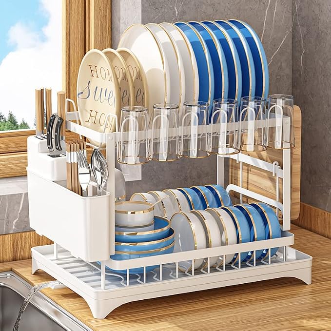 Dish Drying Rack, 2-Tier Dish Racks by KANYUNCD