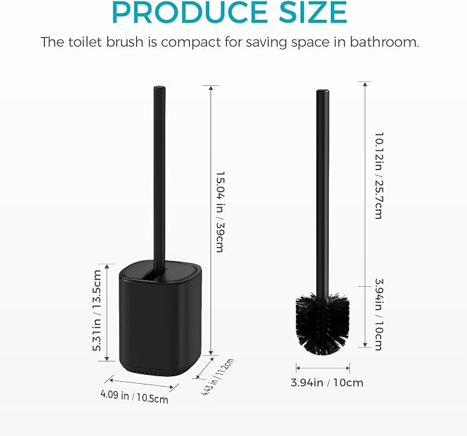 Toilet Brush and Holder Set Toilet Bowl Brush Stainless Steel Automatic Open - Image 4