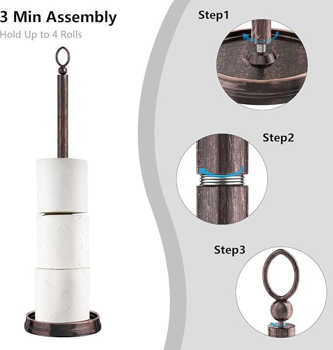 Toilet Paper Holder Stand, Free Standing Toilet Paper Storage - Image 4