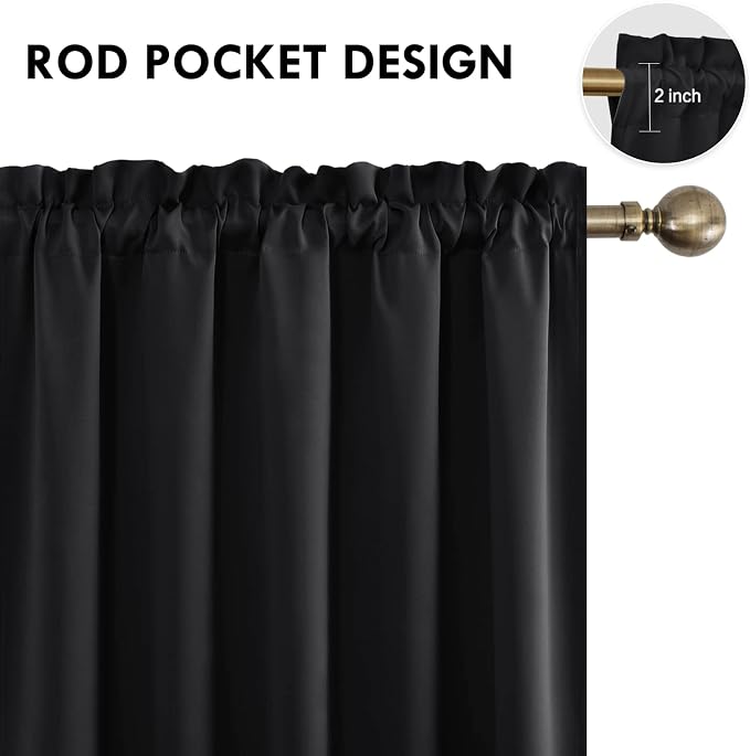 DWCN Black Blackout Curtains for Bedroom, 60 x 84 inches Long - Image 3