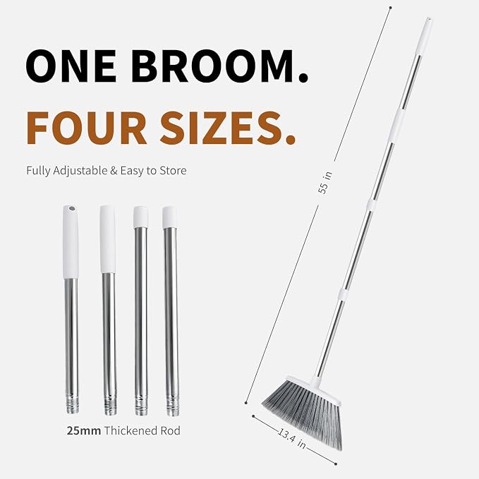 Broom, Outdoor Brooms for Sweeping Indoor, Adjustable 55" Pet Hair Removal - Image 6