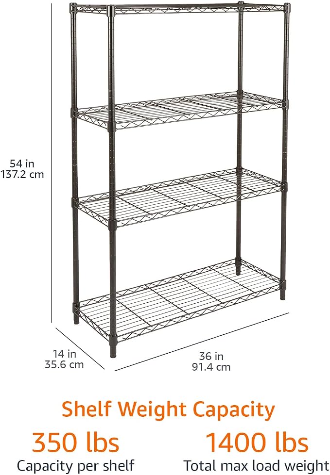 Amazon Basics 4-Shelf Adjustable Heavy Duty Steel Wire Rack Storage Shelving - Image 5
