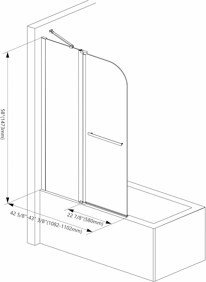 Sunrosa Pivot Tub Shower Door 43-3/8"×58", Bifold Bathtub Shower Door - Image 7
