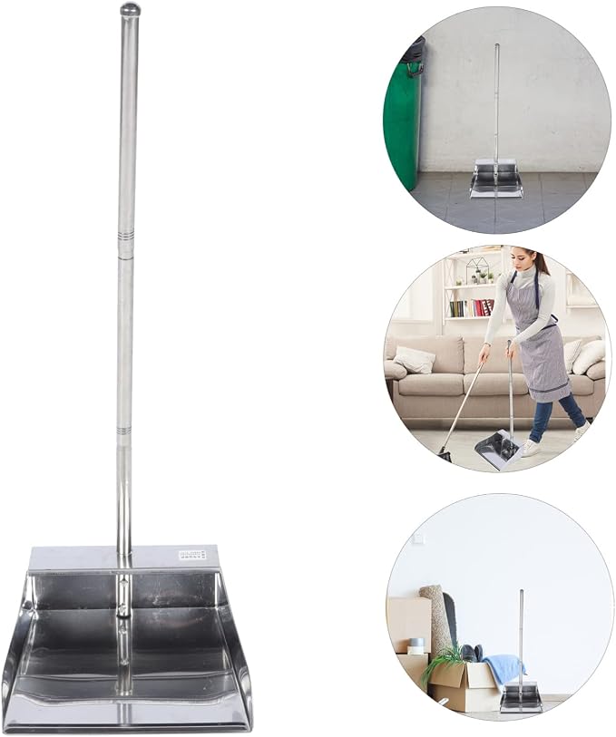 DOITOOL Dust Pan with Long Handle Stainless Steel Dustpan Upright Dustpan - Image 5