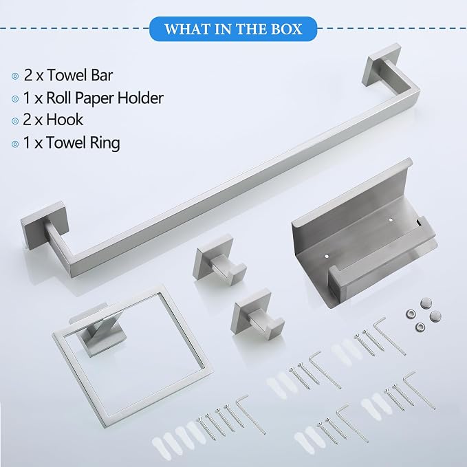 Brushed Nickel Bathroom Towel Bar Set Bathroom Accessories Hardware Set - Image 7