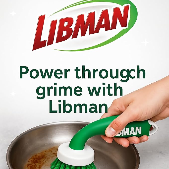 Libman Curved Kitchen Brush, Cleaning Scrub Brushes, Ergonomic Dish Scrubber - Image 6