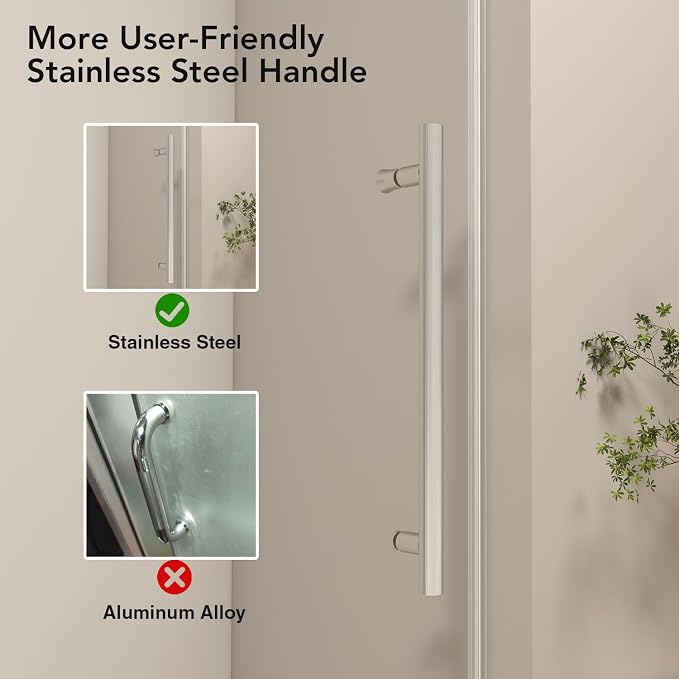 49-54” W x 76" H Single Sliding Shower Door, Frameless Shower Door - Image 4