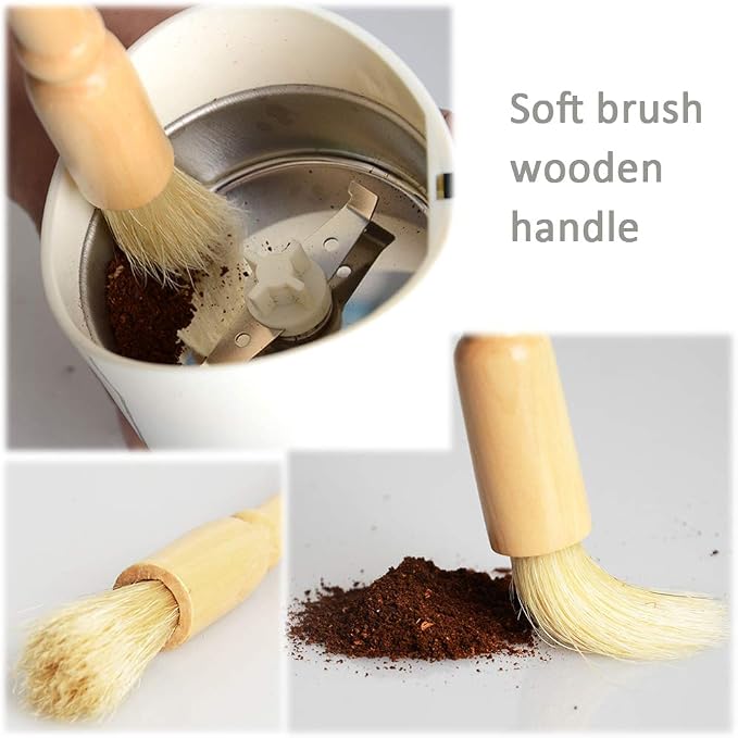 2 Pack Coffee Grinder Cleaning Brush, Heavy Wood Handle & Natural Bristles Wood - Image 3