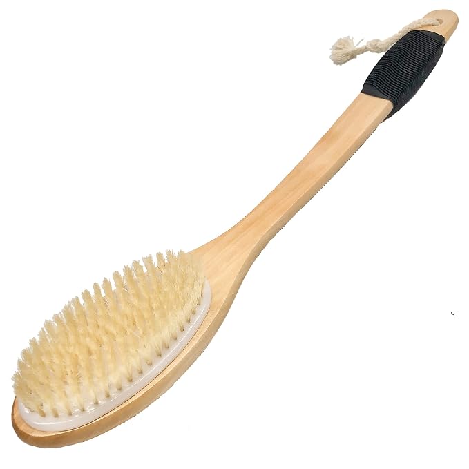 OWIIZI Bath Brush Wooden Curved Long Handle Antiskid Shower Brush - Image 4