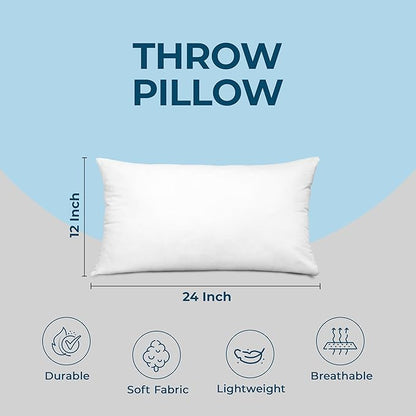 Utopia Bedding Throw Pillows (Set of 4, White), 12 x 24 Inches Pillows for Sofa, Bed and Couch Decorative Stuffer Pillow