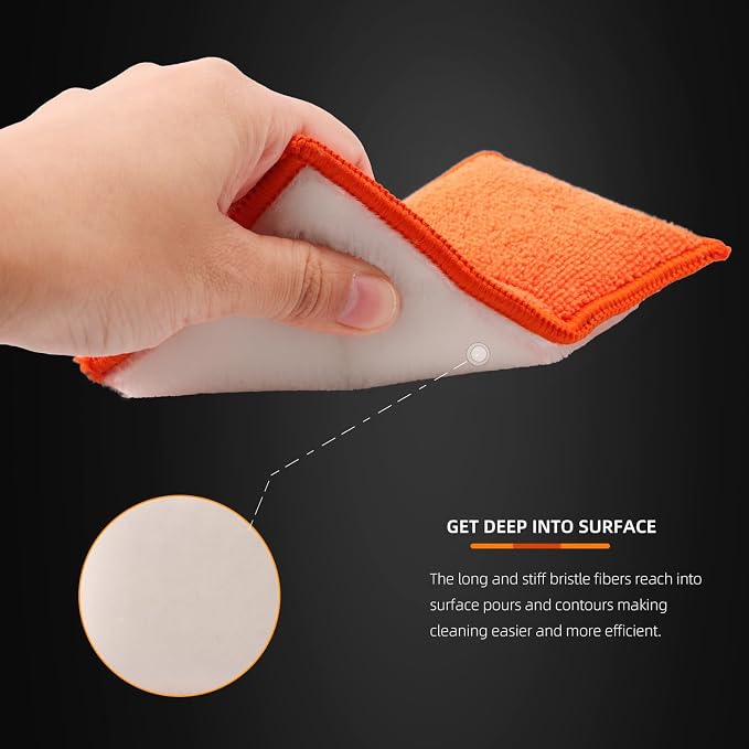 SPTA Car Interior Scrubbing Sponge, Microfiber Car Wax Applicator, Car Wash - Image 4