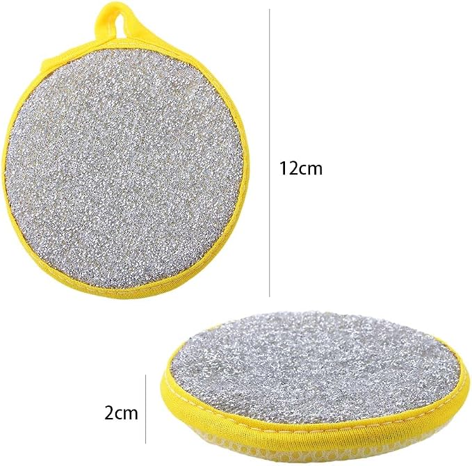 10 Pcs Durable Scrub Scouring Sponge Microfiber Scouring Scrubber Round Dish - Image 2