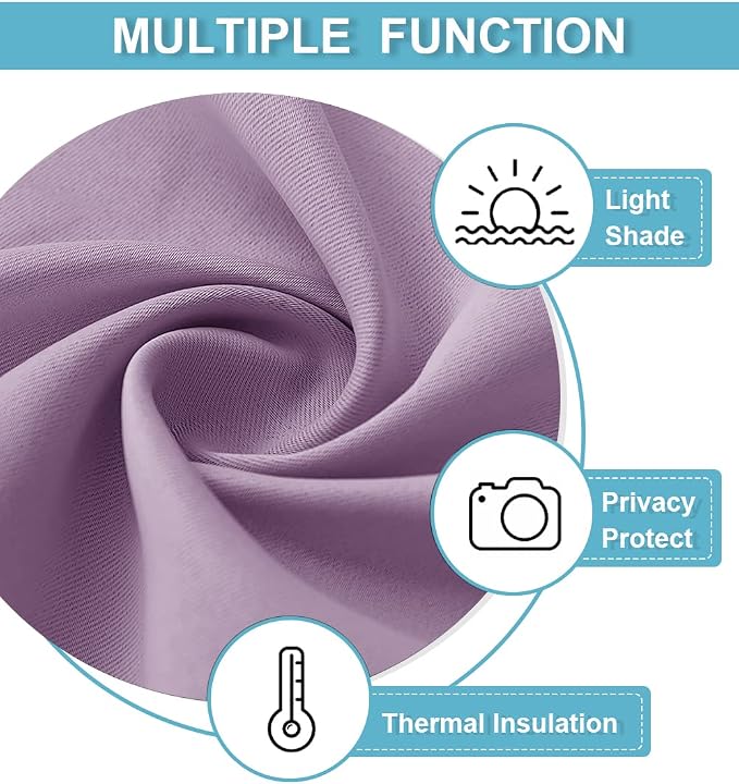 RYB HOME Bedroom Curtains Solid Blackout Panels Rod Pocket Thermal Insulated - Image 5
