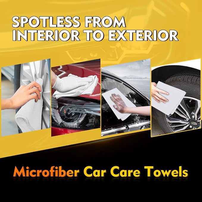 HOMEXCEL White Microfiber Cleaning Cloths 100 Pack, Reusable Cleaning Rags Shop - Image 6