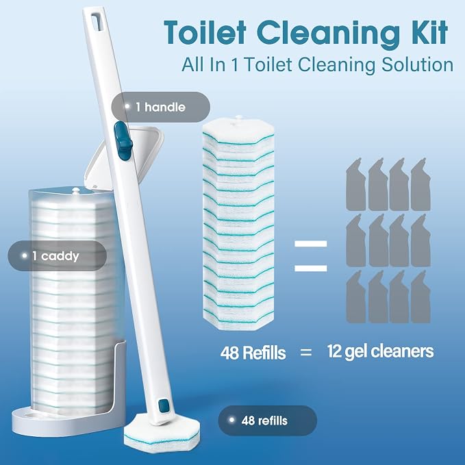 Disposable Toilet Brush with 48 PCS Refills, Disposables Toilets Cleaning - Image 5