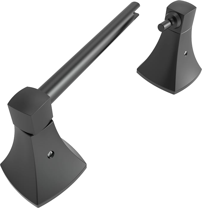 Matte Black Toilet Paper Holder Bathroom Double Post Pivoting Tissue Roll by WZRUA