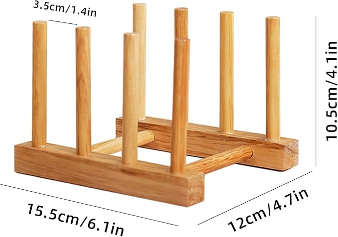 Kunovo Bamboo Dish Rack, Pot lid/Plate/Cutting Board Organizer - Image 3
