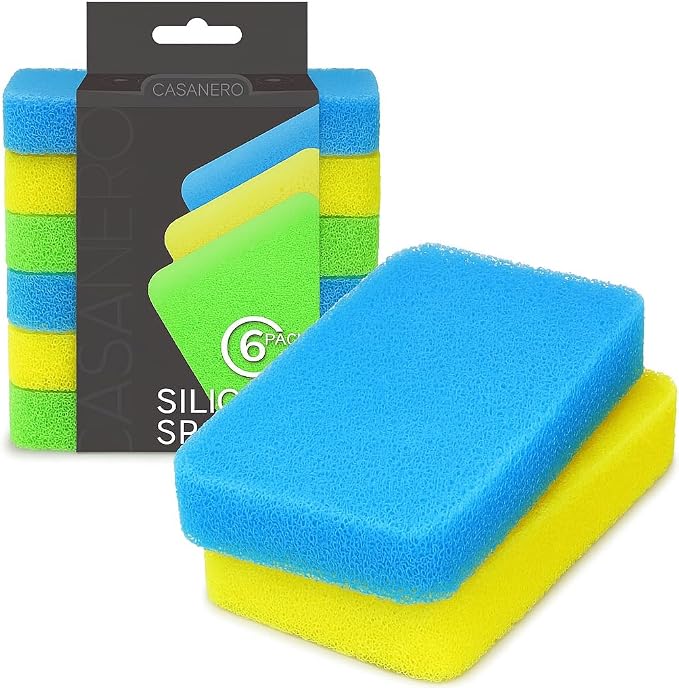 Casanero 6-Pack Silicone Scrubbing Sponges, Heavy-Duty, Non-Scratch | Reusable by Unknown