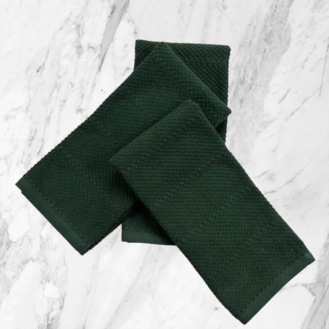 Serafina Home Dark Green Kitchen Dish Towels: 100% Cotton Cloth Soft Cleaning - Image 3