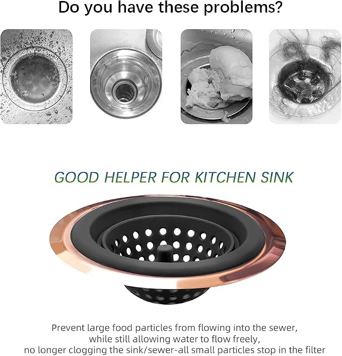 Mi hogar Silicone Sink Drain Strainer 2 Pack, 4.5” Wide Rim Stainless Steel - Image 3