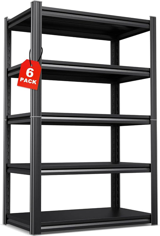 Set of 6 71"H Garage Shelving-2050LBS 5 Tier Storage Shelves, Adjustable Heavy by Unknown