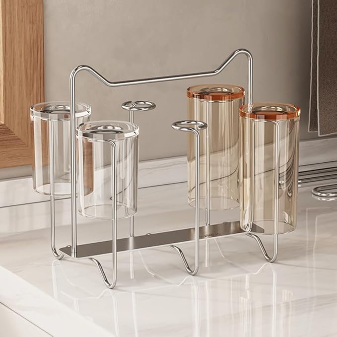 Cup Drying Rack Stand, Stainless Steel 6 Cups Mug Drying Rack Drainer Holder - Image 4