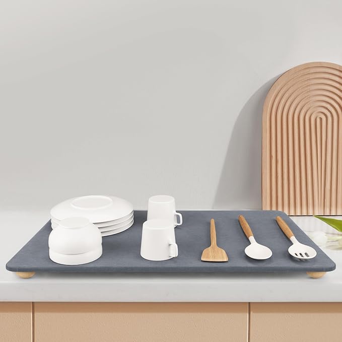 Large Stone Dish Drying Mat for Kitchen Counter, Heat Resistant - Image 5