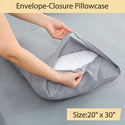 Air Mattress Sheet Set Full Size,6 Piece Deep Pocket Bed Sheet Set for 16-24 Inch Air Bed,Easy Inflate Access,Perfect for Guest Room, RV, Camping,Gray