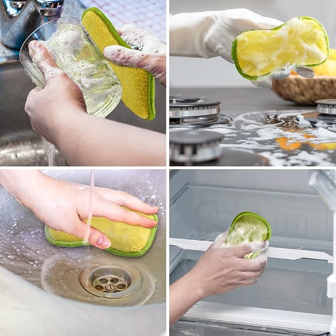 Multi-Purpose Scrub Sponges for Kitchen by SmilePowo Non-Scratch Microfiber - Image 3